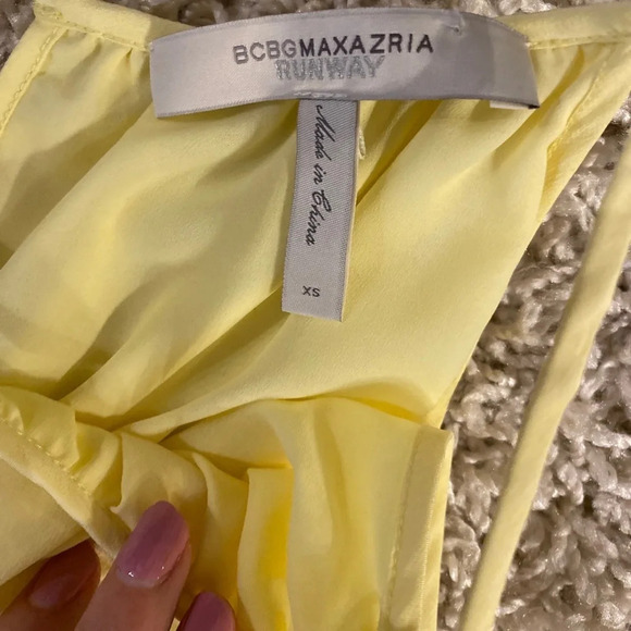 BCBGmaxazria  runway silk lemon 🍋 jumpsuit size XS - Picture 5 of 6